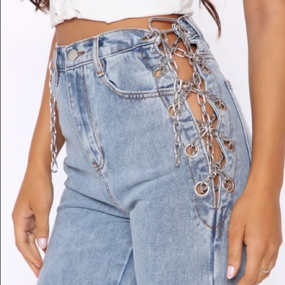 Fashion Nova Denim Chain Jeans